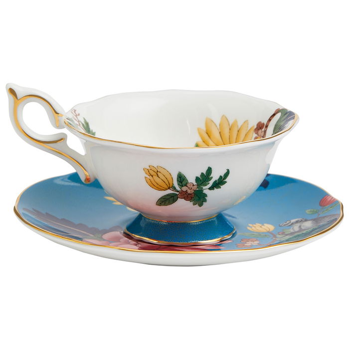 Wedgwood Taza de Té P 140 Ml Sapphire Wonderlust (4 Unidades) con Detalles de Oro de 22 Quilates